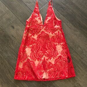 Free People Red Lace Mini Dress